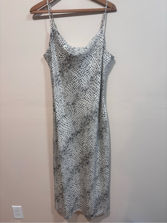 Banana Republic Dresses & Skirts - Satin Banana Republic Snake-Print Cowl Midi Dress in White and Black Large